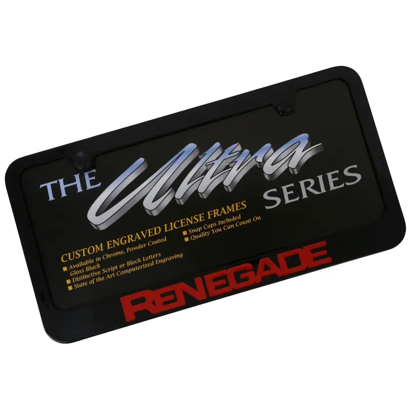 Jeep Renegade Orange Name License Plate Frame (Black) 1