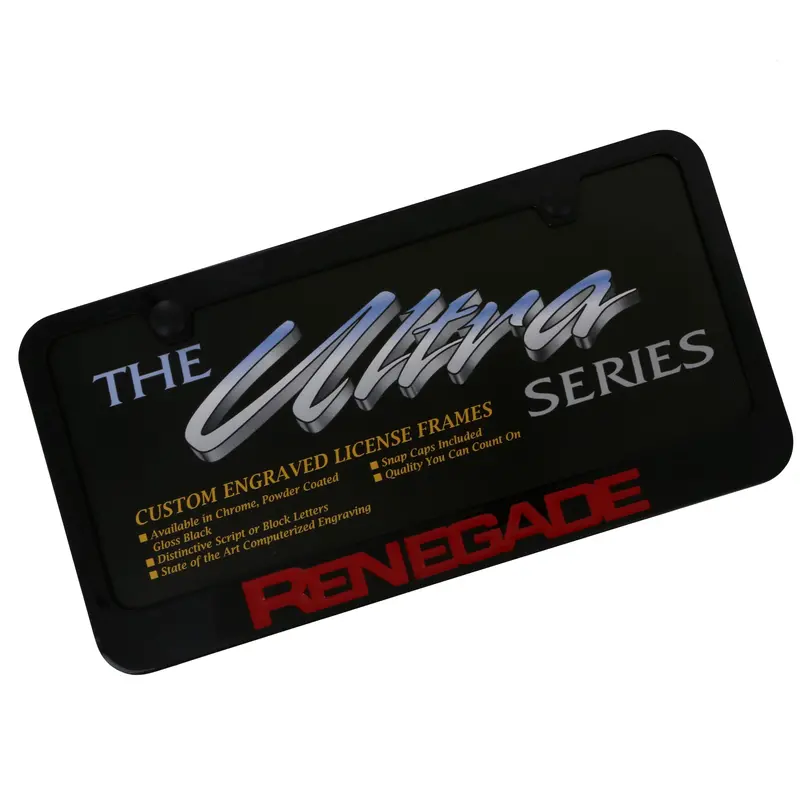 Jeep Renegade Red Name License Plate Frame (Black) 1