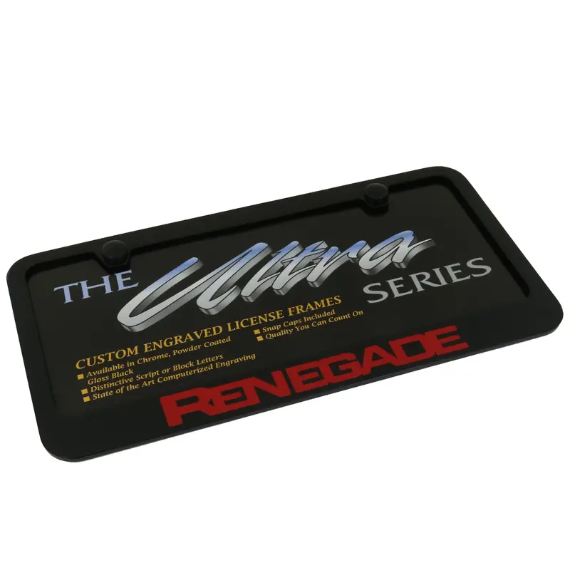 Jeep Renegade Red Name License Plate Frame (Black) 2