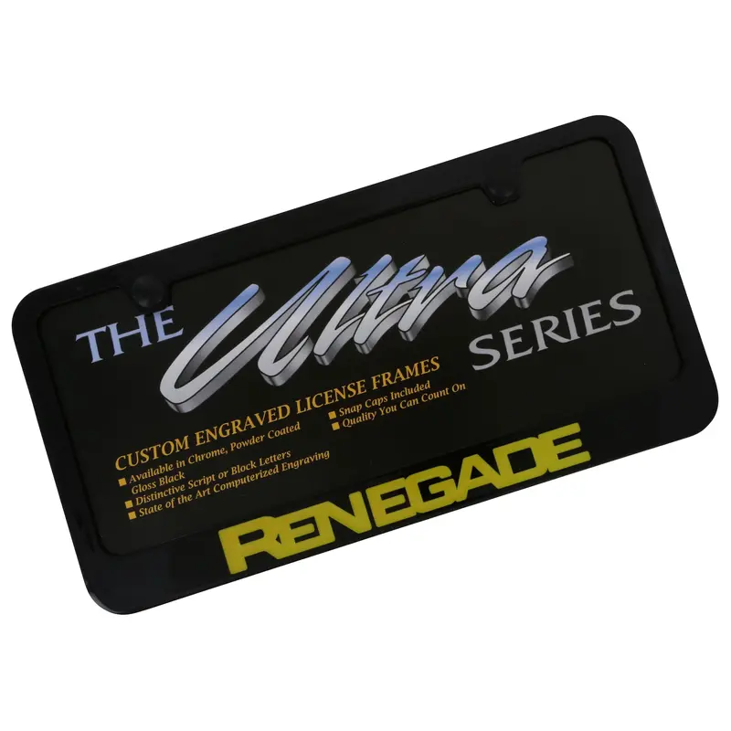 Jeep Renegade Yellow Name License Plate Frame (Black) 1