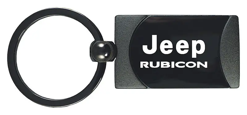 Jeep Rubicon Two-Tone Rectangular Key Fob (Gun Metal) 1
