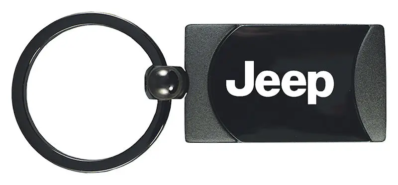 Jeep Two-Tone Rectangular Key Fob (Gun Metal) 1