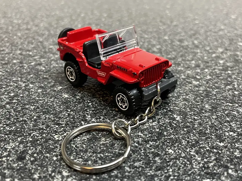 Jeep Willys Red Keychain Diecast Car Matchbox Hot Wheels 1
