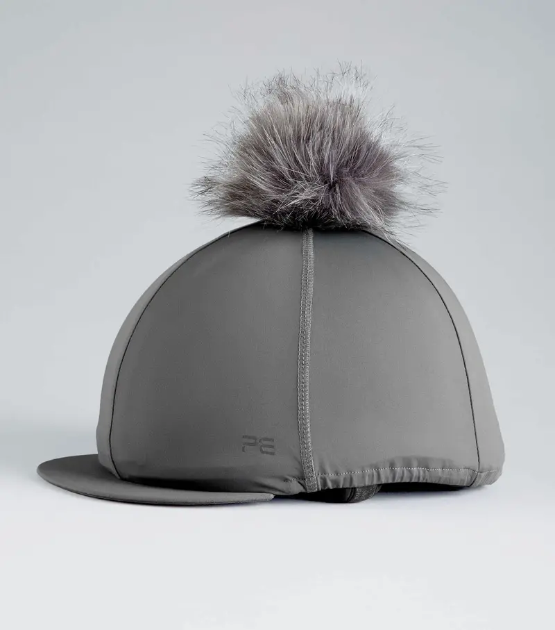 Jersey Hat Silk With Faux Fur Pom Pom Anthracite 1