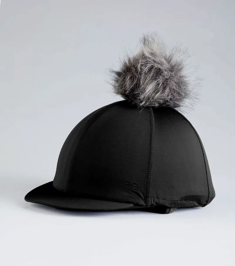 Jersey Hat Silk With Faux Fur Pom Pom Black 1