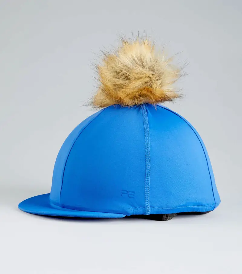 Jersey Hat Silk With Faux Fur Pom Pom Royal Blue 1