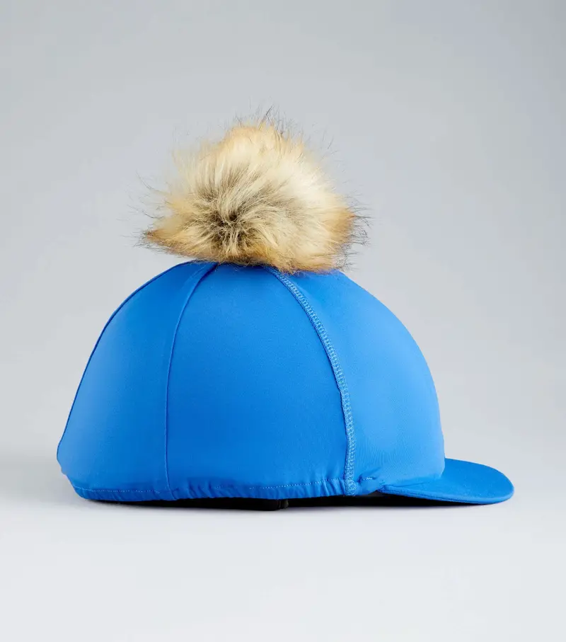Jersey Hat Silk With Faux Fur Pom Pom Royal Blue 2