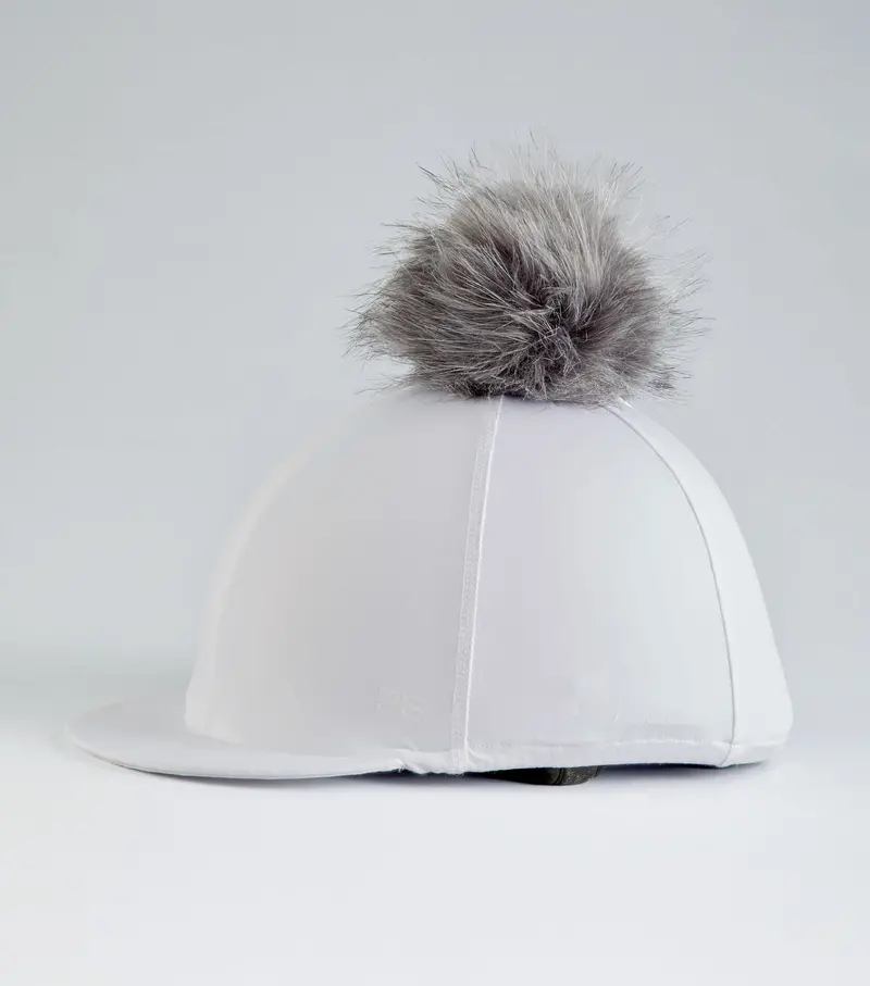 Jersey Hat Silk With Faux Fur Pom Pom White 1