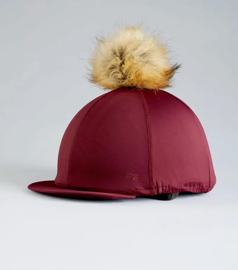 Jersey Hat Silk With Faux Fur Pom Pom Wine 1