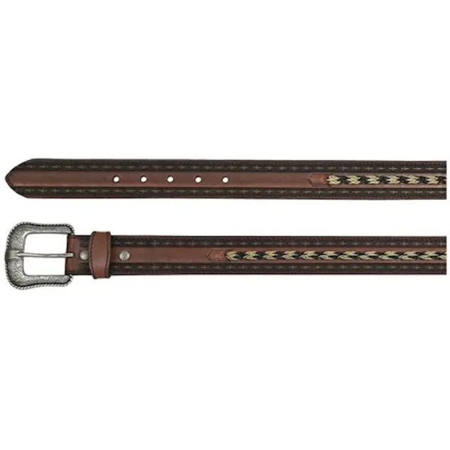 Jp West Horsehair Braid Brown Leather Belt 1