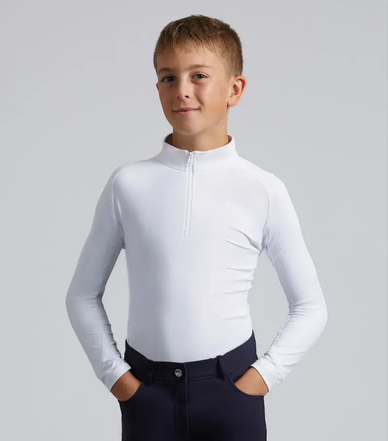 Junior Ombretta Technical Riding Top White 1