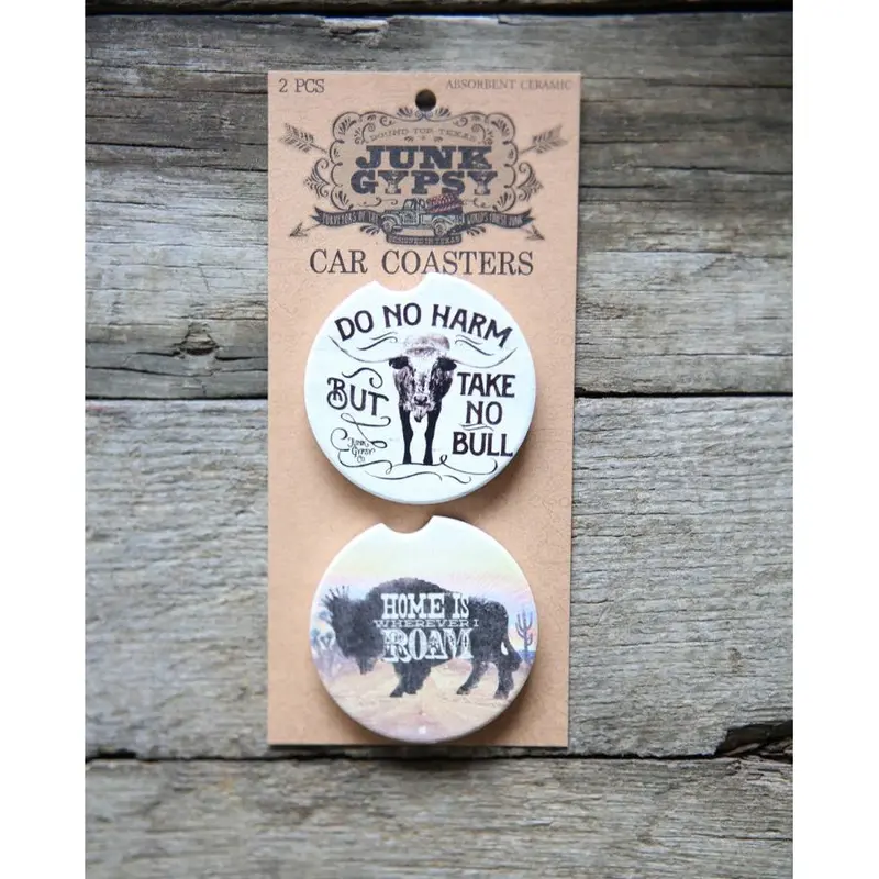 Junk Gypsy Roam And Take No Bull Car Coasters 1