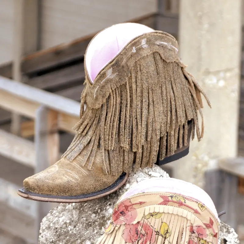 Junk Gypsy Spitfire Fringe Bootie In Distressed Brown 1