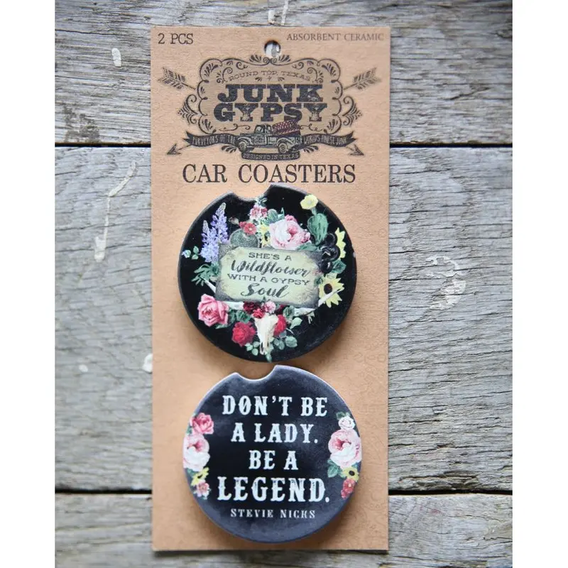 Junk Gypsy Wildflower And Legend Car Coasters 1