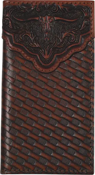 Justin Basketweave And Steerhead Leather Junior Rodeo Wallet 1