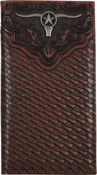 Justin Basketweave And Steerhead Leather Rodeo Wallet 1