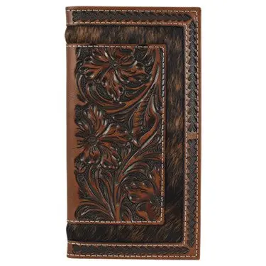 Justin Hair On And Floral Tooled Rodeo Wallet 1