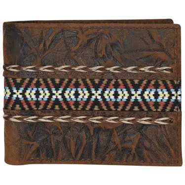 Justin Horse Hair Braid And Southwest Embroidered Large Bifold Wallet 1
