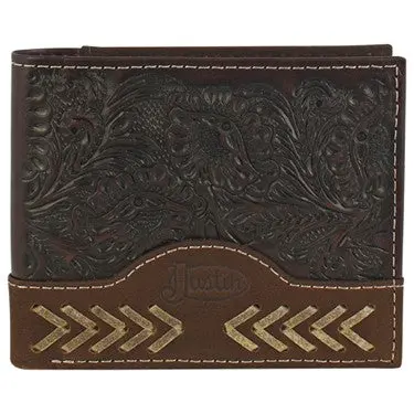 Justin Rawhide And Floral Tooled Bifold Wallet 1