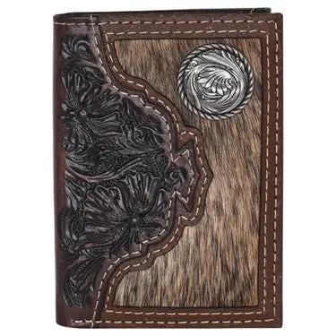 Justin Tooled Yoke Hair On Trifold Wallet 1