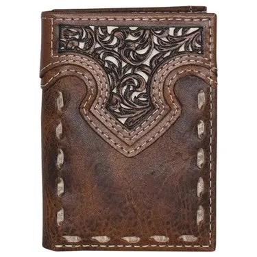 Justin Tooled Yoke With Buckstitch Trifold Wallet 1