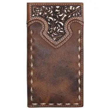 Justin Tooled Yoke With Rawhide Buckstitch Rodeo Wallet 1