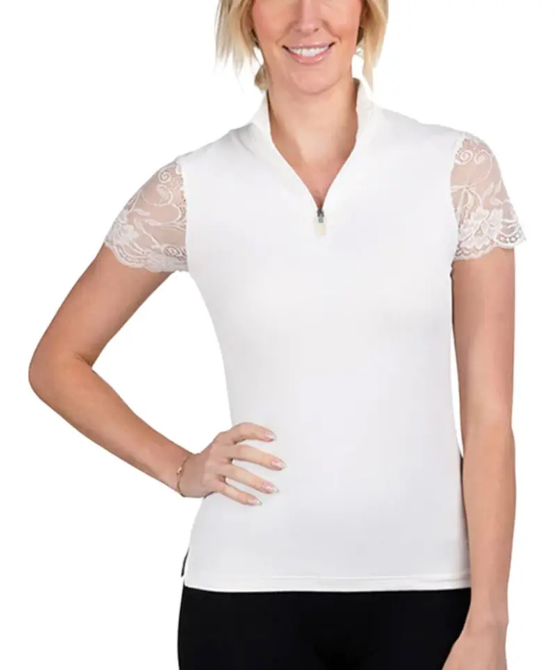 Kastel Cap Sleeve White Lace 1/4 Zip 1