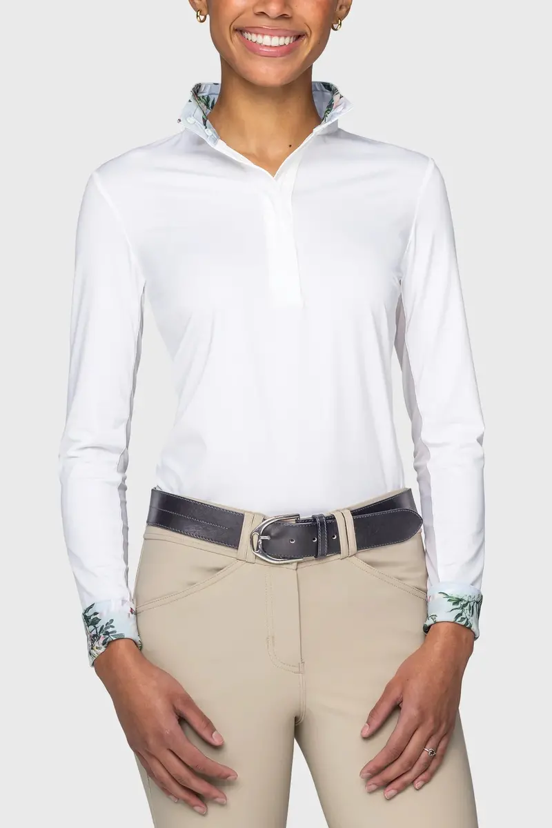 Kastel Powder Blue Botanical 1/4 Zip Tailored Shirt 1