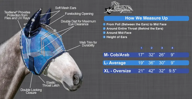 Kensington Signature Fly Mask With Ears-Deluxe Black 2