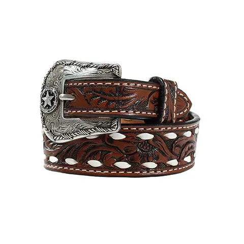 Kids Buckstitch Floral Tooled Belt 1