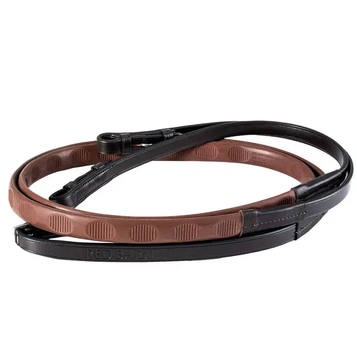 Kl Red Barn Thumb Grip Reins With Hook Stud Ends 1