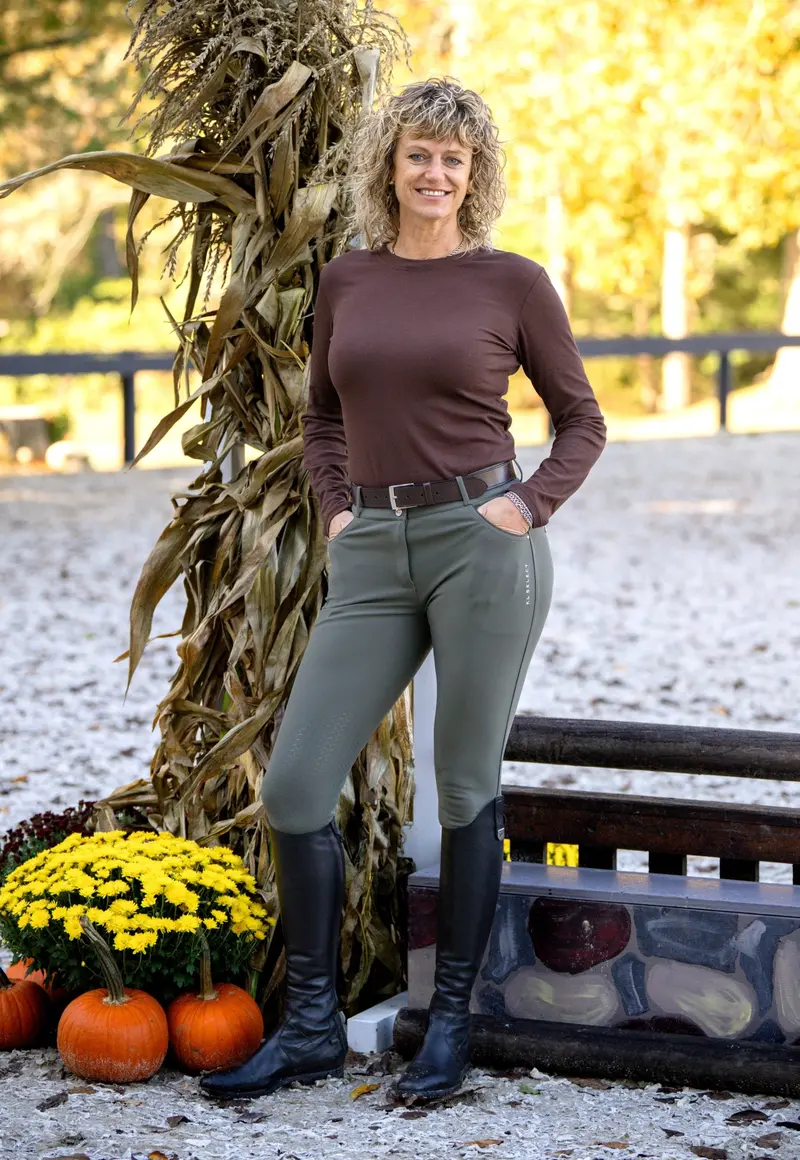 Kl Select Gabrielle Knee Patch Breech - Olive/Espresso 1