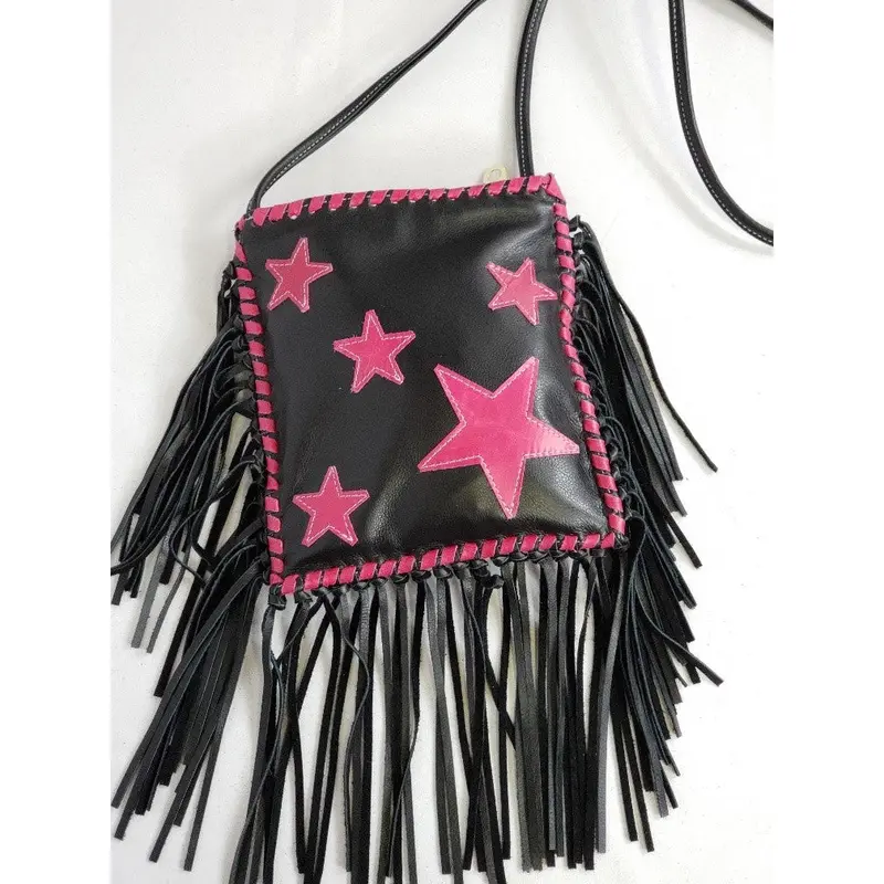 Kurtmen Black With Pink Stars Crossbody Bag 1