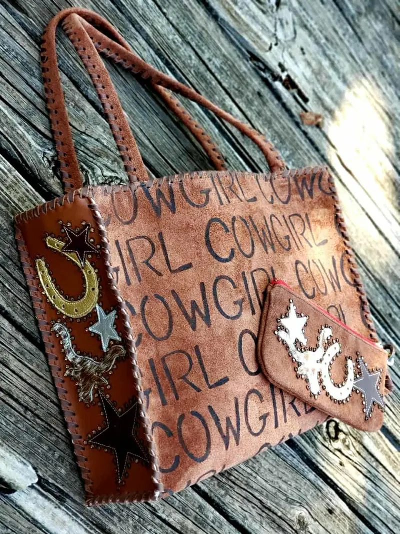 Kurtmen Cognac Suede Cowgirl Stockyards Horizontal Box Tote 1