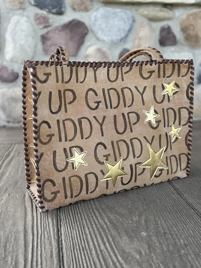 Kurtmen Gazelle Giddy Up With Gold Stars Wide Tote Bag 1