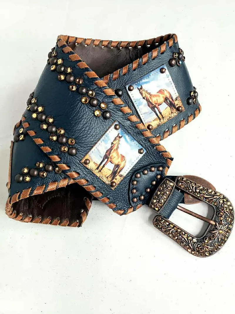 Kurtmen Navy Indigo Patches Wide Belt 1