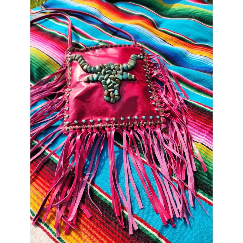 Kurtmen Pink Longhorn Crossbody Bag 1