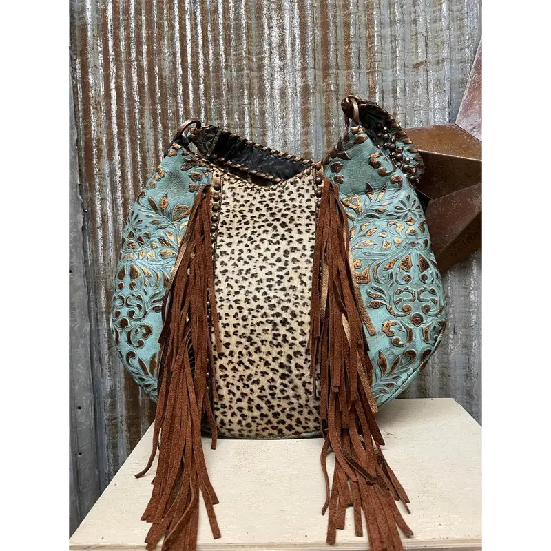 Kurtmen Turquoise And Cheetah Cookie Hand Bag 1
