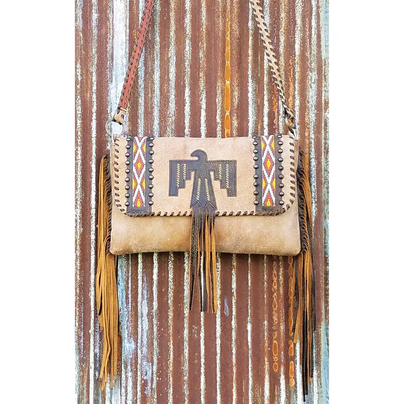 Kurtmen X-Large Vintage Thunderbird Hand Clutch With Messenger Strap 1