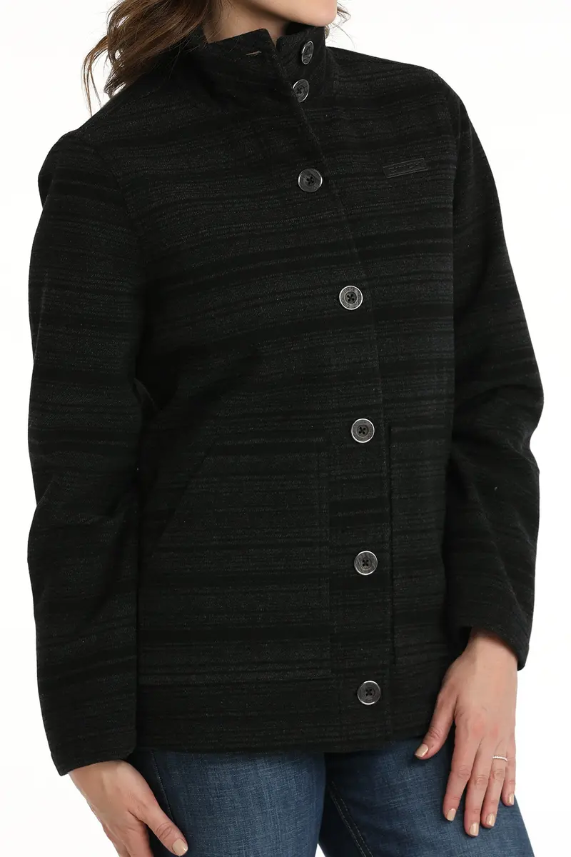Ladies Black Print Wool Jacket 1
