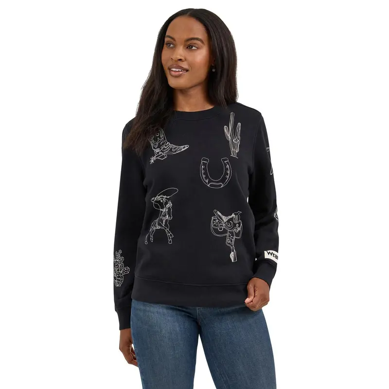 Ladies Black Punchy Crew Sweatshirt 1