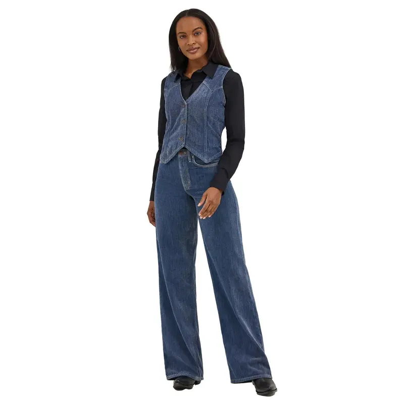 Ladies Blue Wrangler Western Party Vest 1
