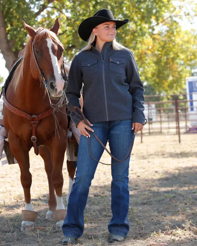 Ladies Chrome Brushed Shirt Jacket 1