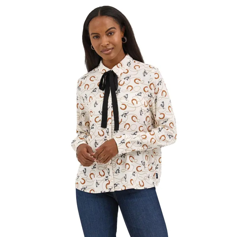 Ladies Horseshoe Print Punchy Blouse 1
