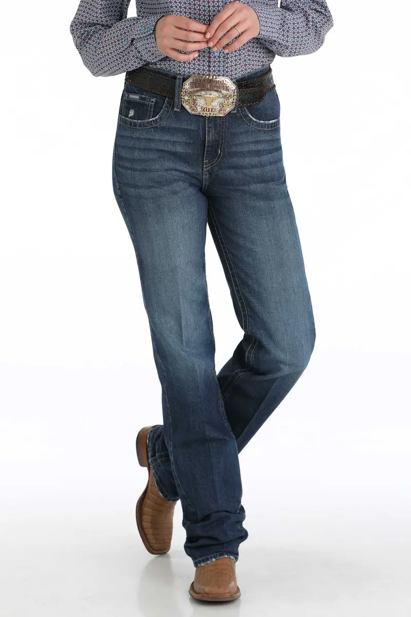 Ladies Med Stonewash Emerson Cinch Jean 1