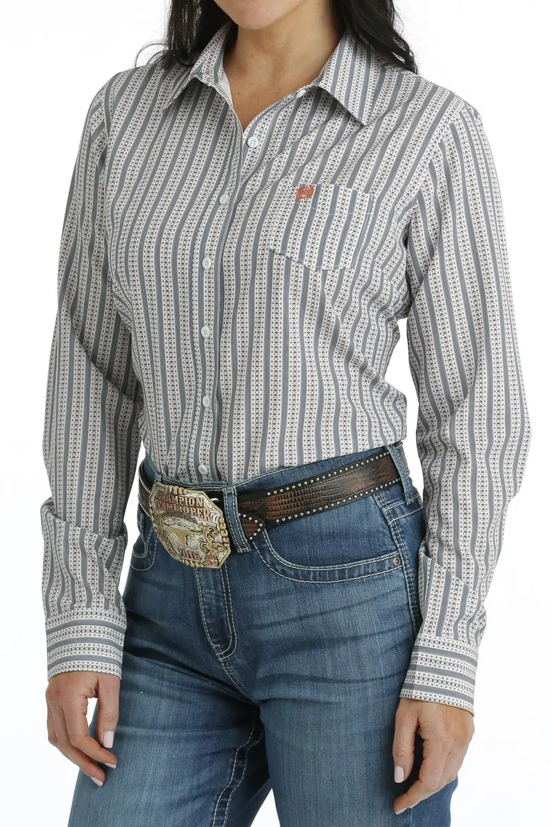 Ladies Multi Print L/S Arenaflex Cinch Shirt 2