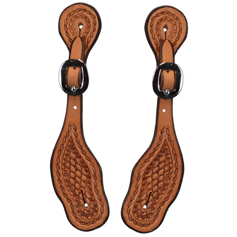Ladies Natural Basket Weave Spur Strap With Rope Border 1
