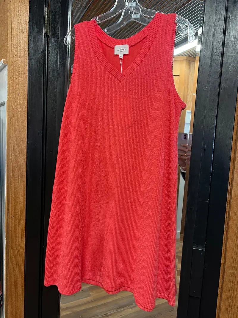 Ladies Summer Coral Knit Dress 1