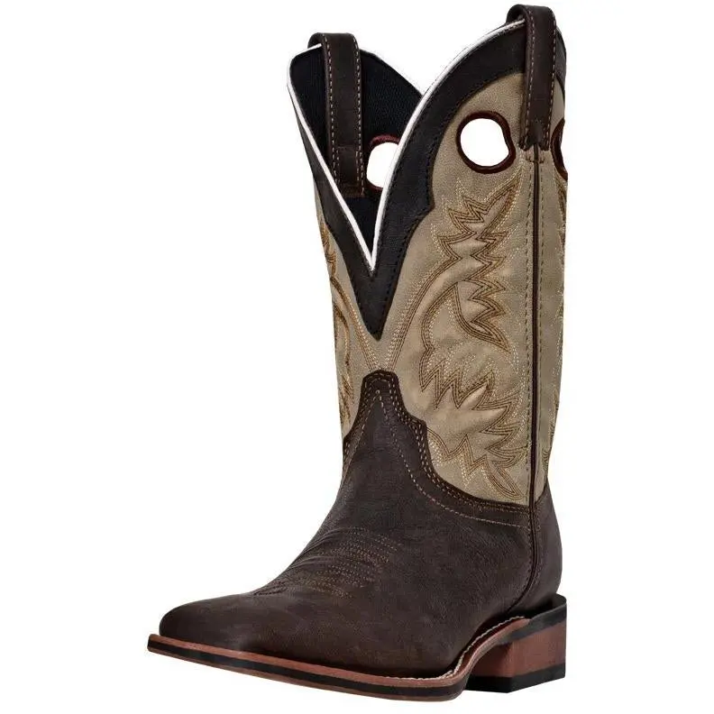 Laredo Men's Collared Dark Brown/Tan Sand Boot 1