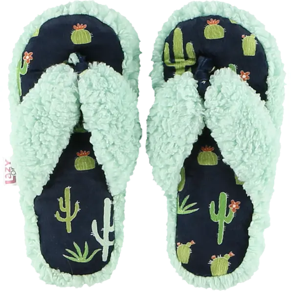 Lazy One Cactus Blue Spa Slippers 1